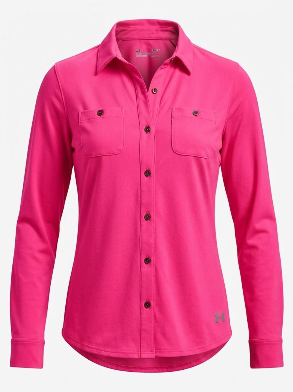 Under Armour Heatgear Pink Knit Breathable Button-Up Shirt Women Size S